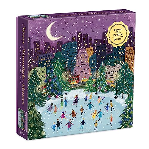 Merry Moonlight Skaters 500 Piece Foil Puzzle